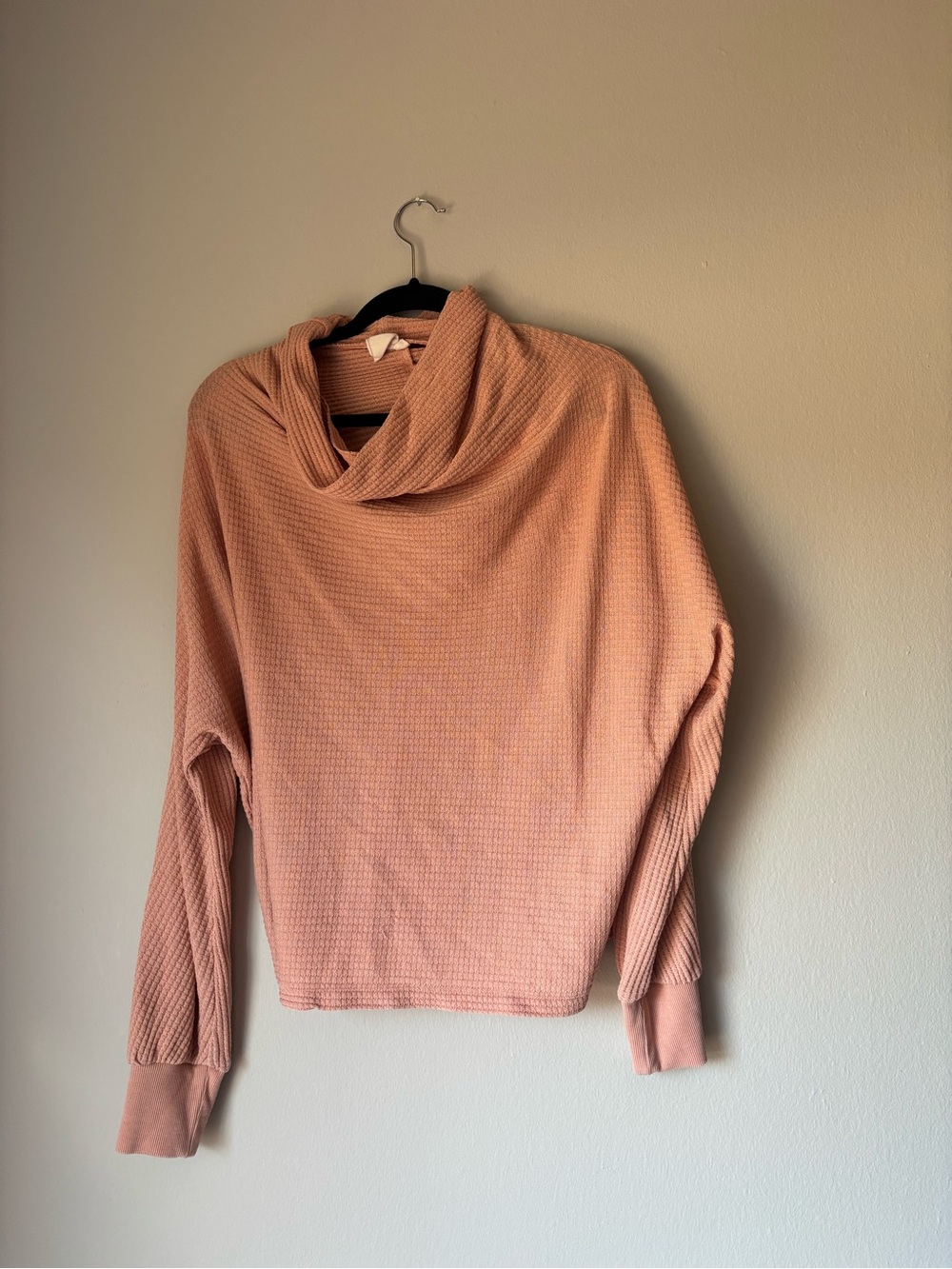 White Crow Peach Waffle Cowl Neck Sweater